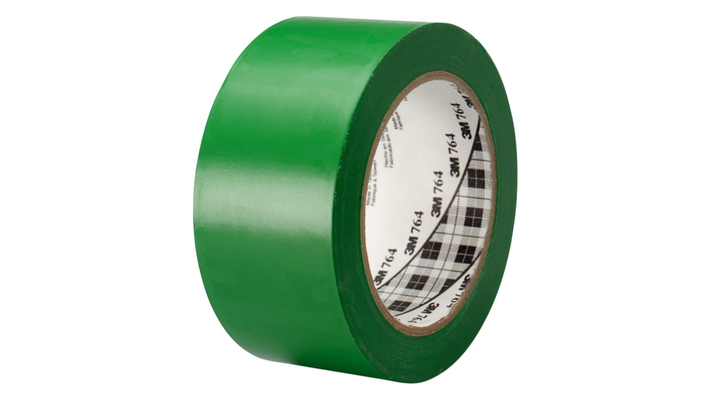 Cinta de advertencia de peligro 3M 764 de color Verde, 2plg x 1296plg