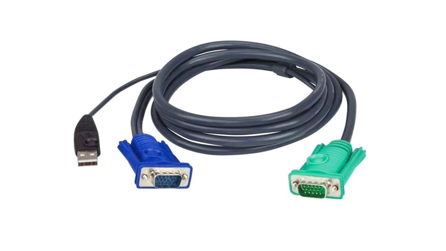 Cable KVM Negro Aten Macho, con. B: SPHD Macho