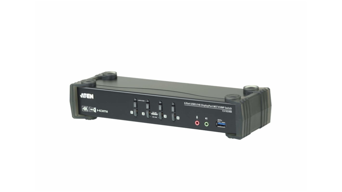 Aten 4 Port USB DisplayPort KVM Switch, 3.5 mm Jack 4096 x 2160 Maximum Resolution