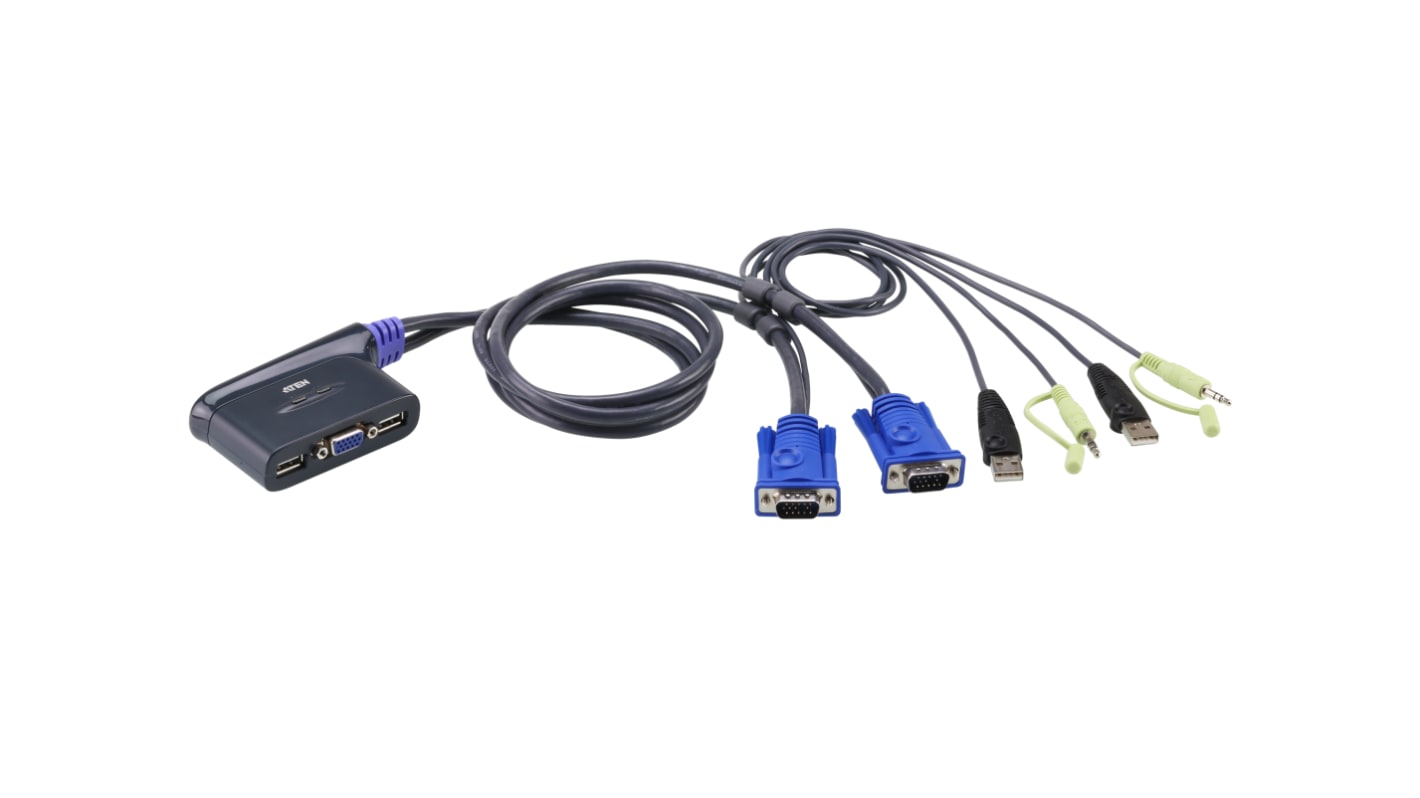 Aten KVM-Switch 2-Port VGA USB 3.5 mm Jack