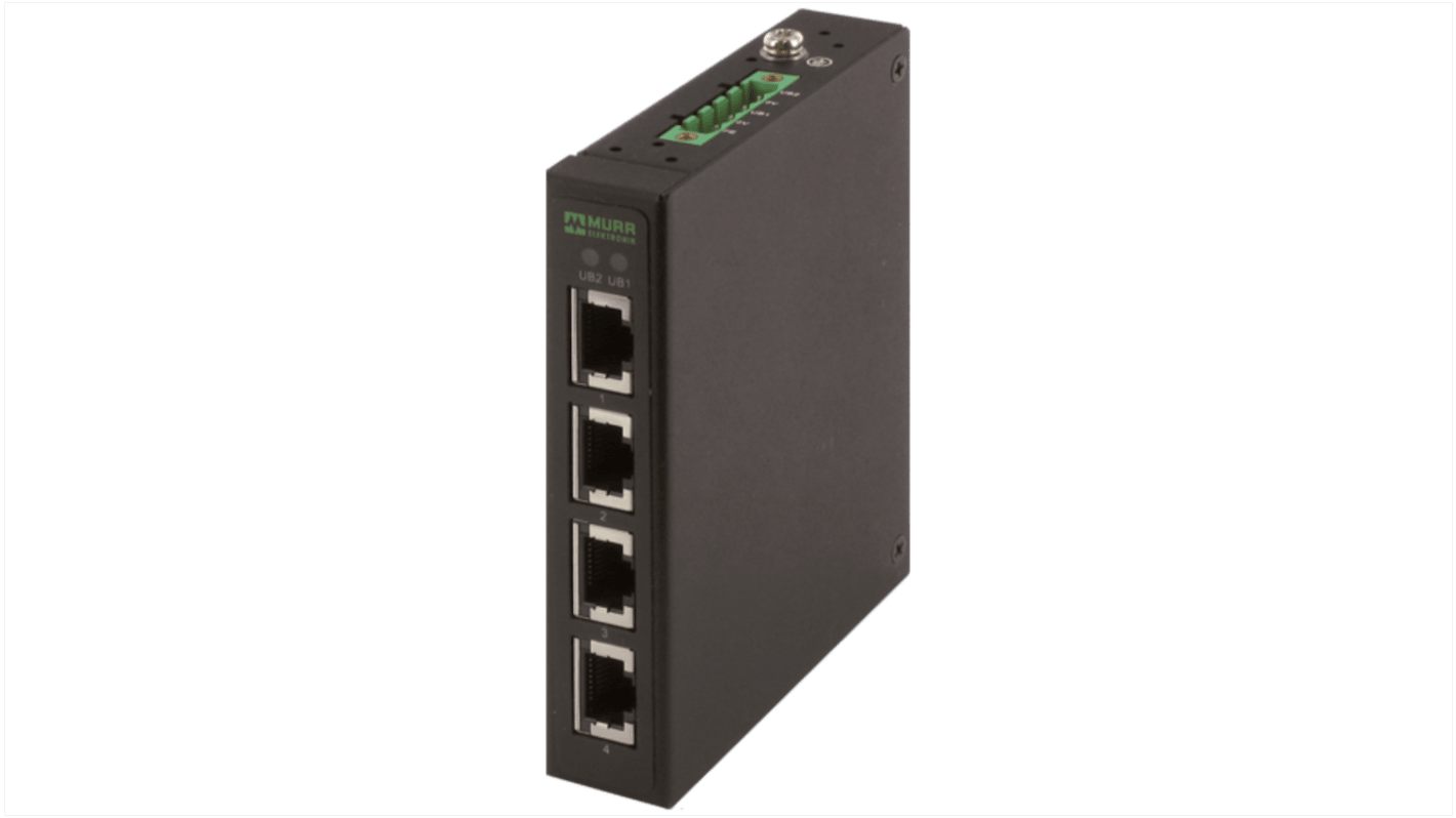 58 Netzwerk-Hub, 4 x RJ45 / 100Mbit/s für DIN-Schienen, 9 → 48V dc