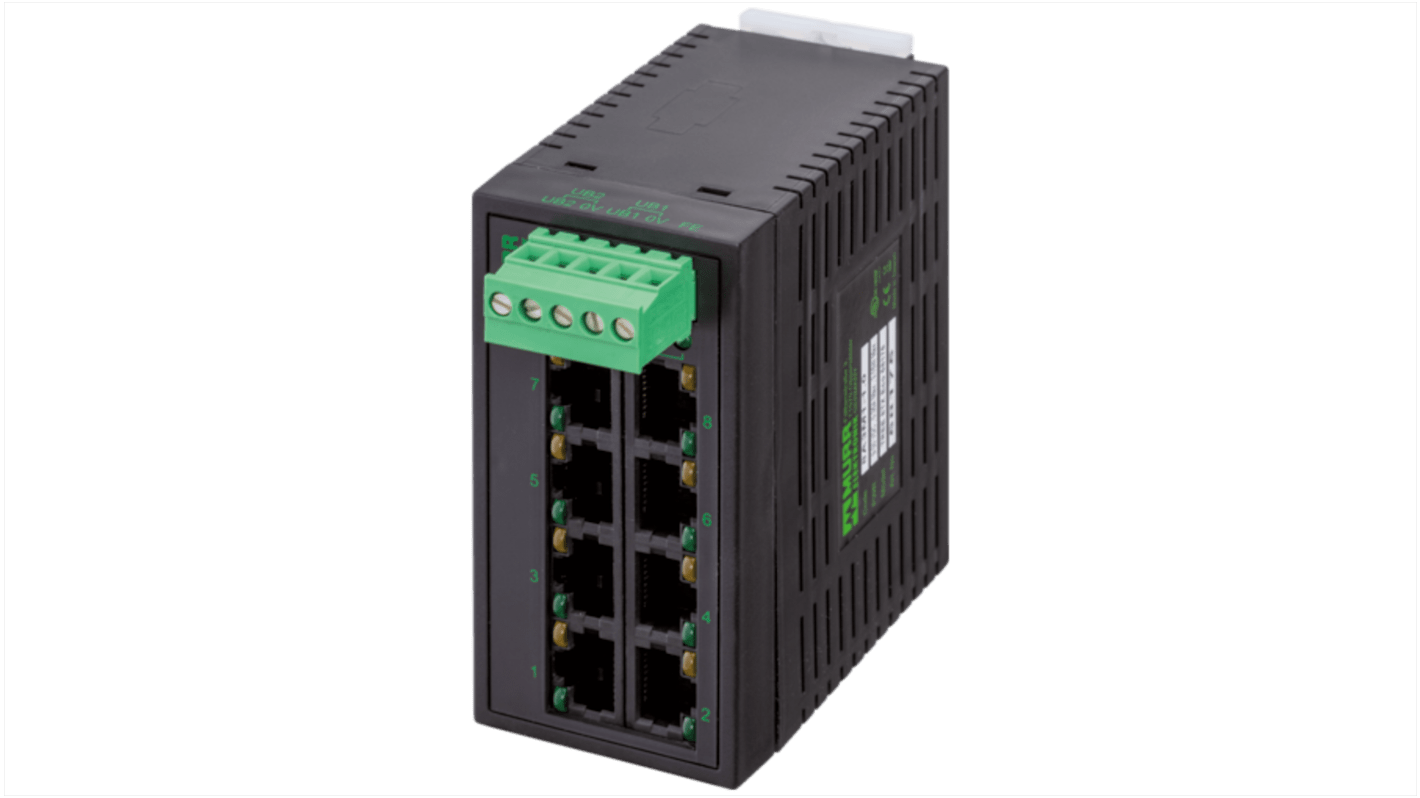 Murrelektronik Limited 58 Netzwerk-Hub, 8 x RJ45 / 1000Mbit/s für DIN-Schienen, 9 → 30V dc