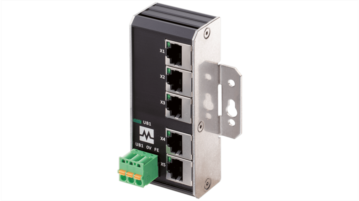 58 Series Screw Mount Network Hub, 5 RJ45 Ports, 100Mbit/s Transmission, 9 → 36V dc