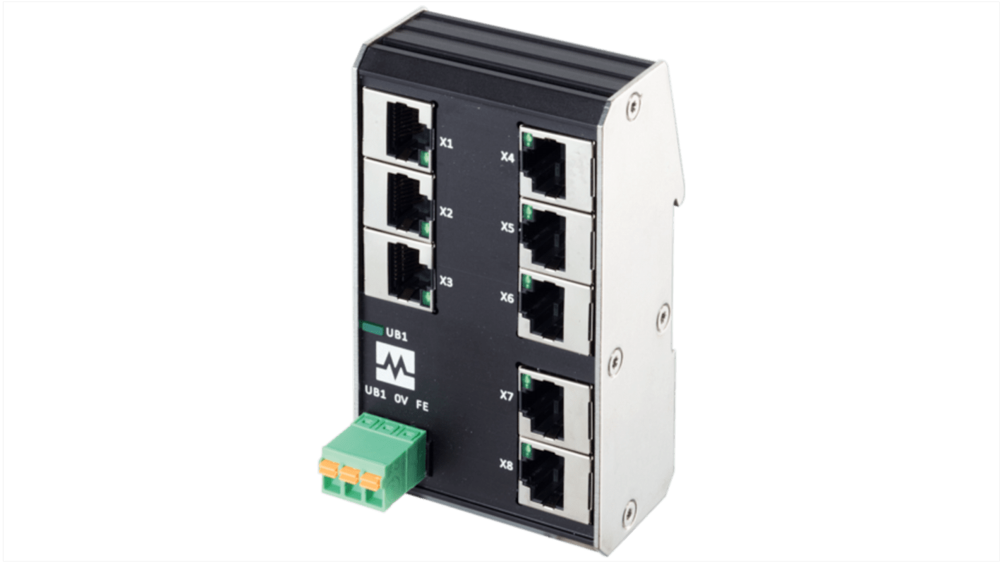 Murrelektronik Limited 58 Netzwerk-Hub, 8 x RJ45 / 100Mbit/s für DIN-Schienen, 9 → 36V dc