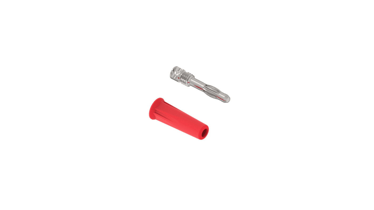 Electro PJP Red Male Banana Plug, 4 mm Connector, Screw Termination, 36A, 30/60V ac/dc, Nickel Plating