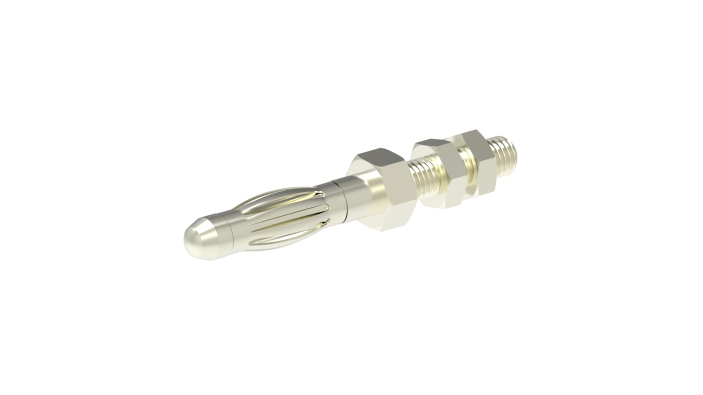 Electro PJP Male Banana Plug, 4 mm Connector, M3 Thread Termination, 30/60V ac/dc, Nickel Plating