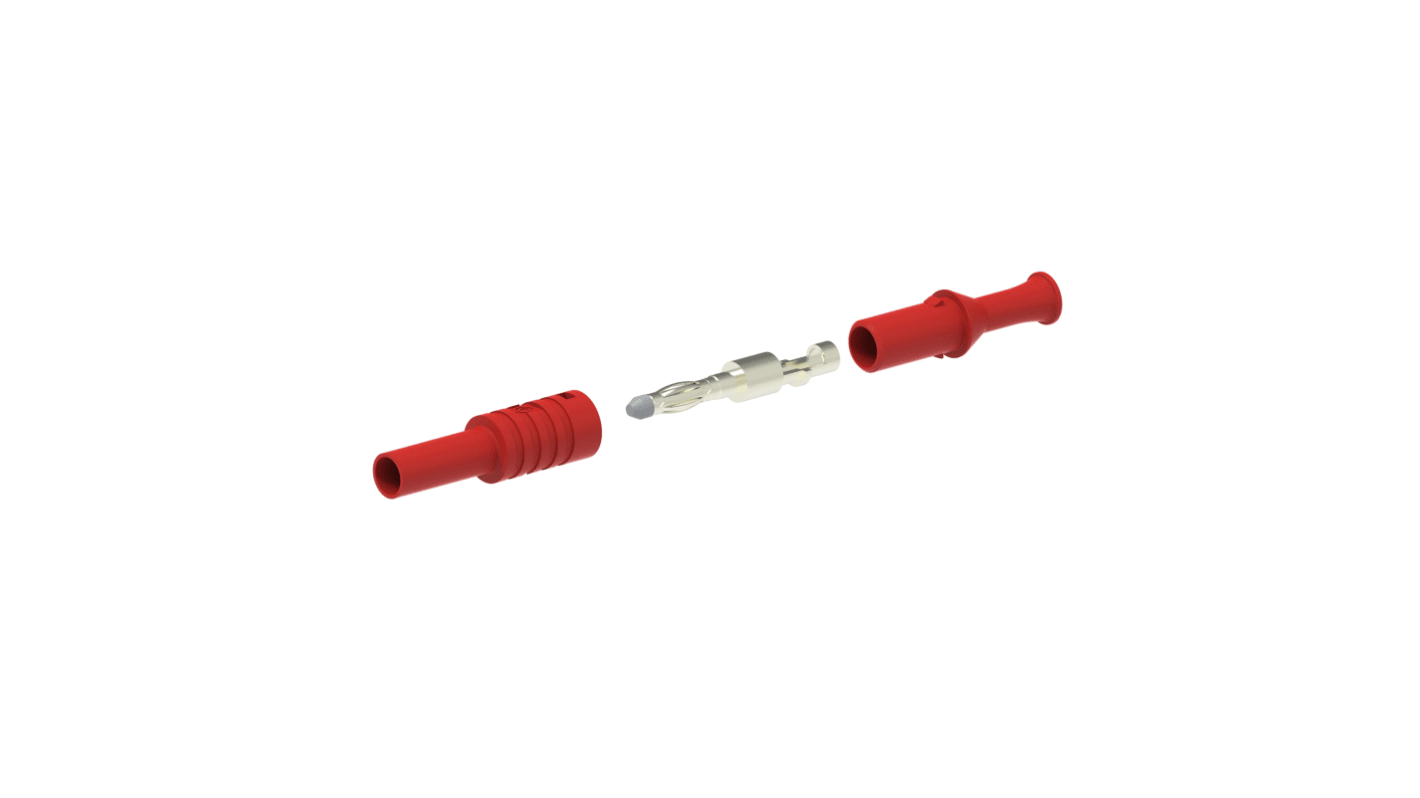 Conector banana Macho, 36A, 1kV, Contacto Níquel, Rojo