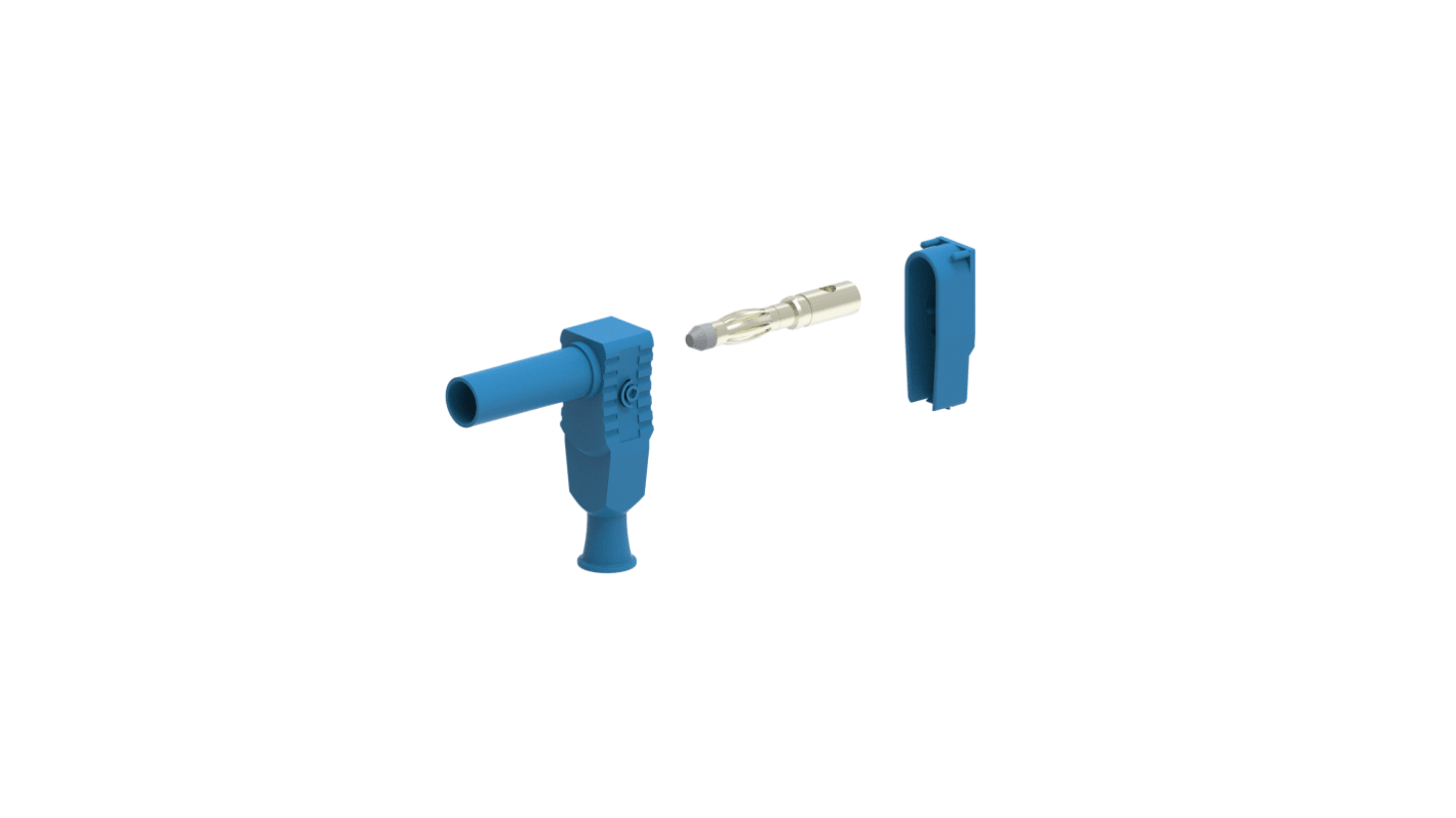 4 mm Bananenstecker Blau, Kontakt vernickelt, 1kV / 20A, Schraubanschluss