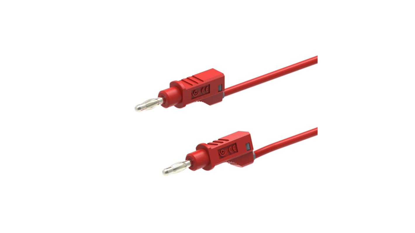 Electro PJP Plug, 12A, 30/60V ac/dc, Red, 100mm Lead Length