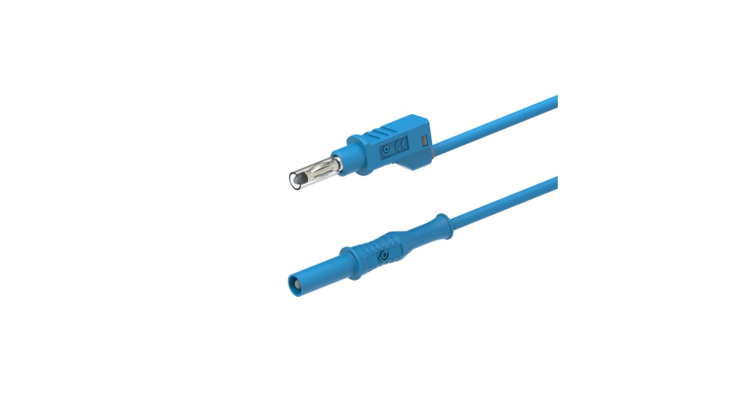 Fiche banane 4 mm Electro PJP Bleu Mâle vers Mâle 12A 1kV