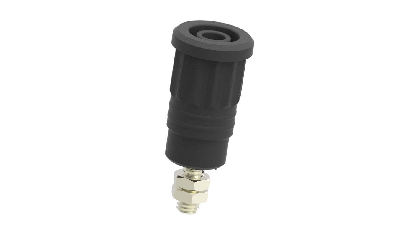 Conector banana hembra Hembra, 36A, 1kV, Contacto Níquel, Negro