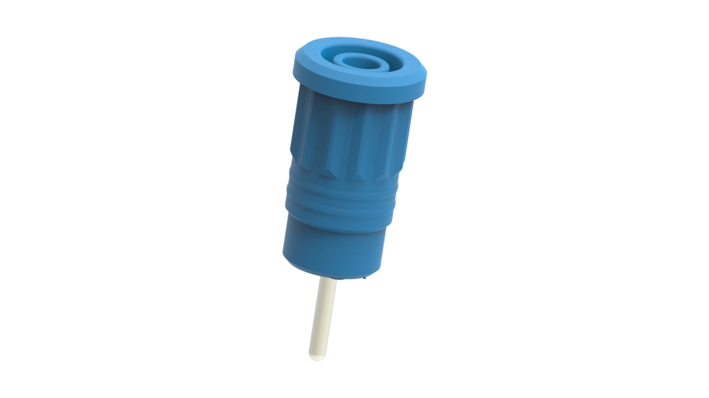 Blue Female Banana Socket, 4 mm Connector, Press Fit Termination, 36A, 1kV, Nickel Plating