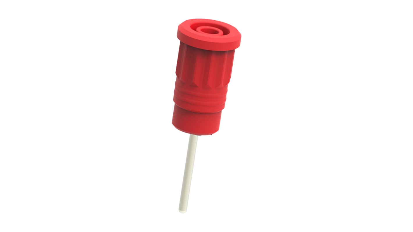 Red Female Banana Socket, 4 mm Connector, Press Fit Termination, 36A, 1kV, Nickel Plating