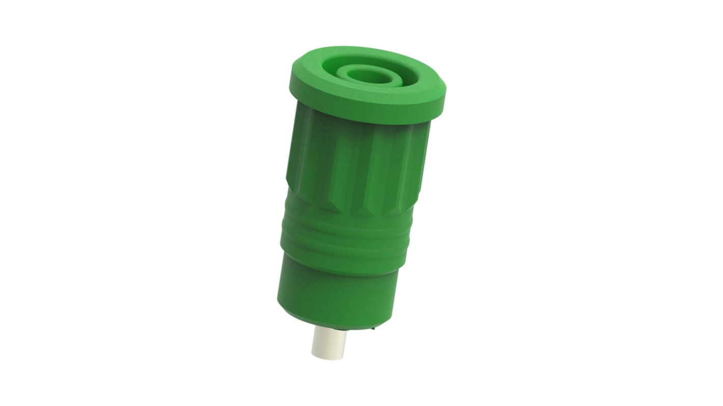 Conector banana hembra Hembra, 25A, 1kV, Contacto Níquel, Verde