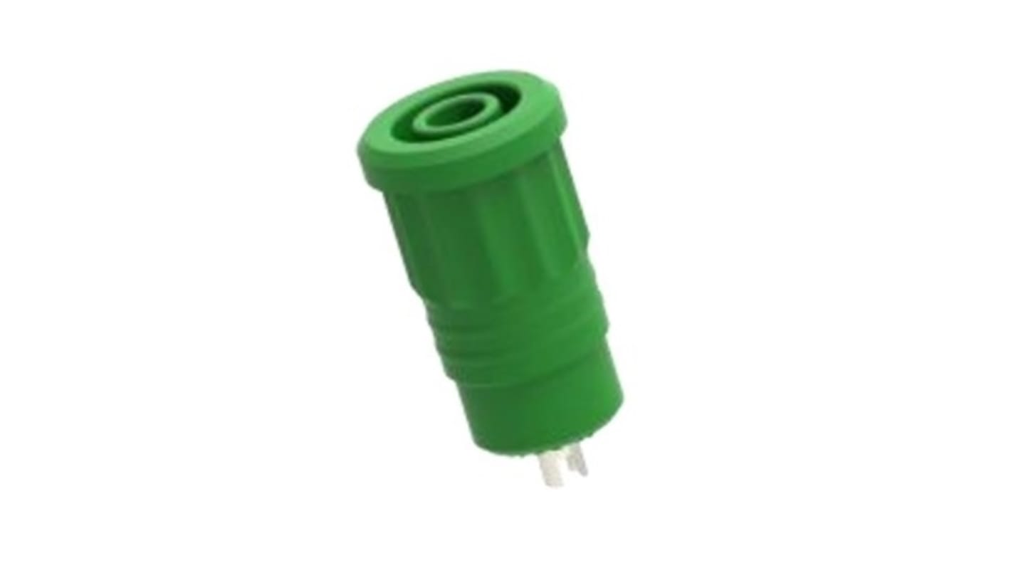 Conector banana hembra Hembra, 25A, 1kV, Contacto Níquel, Verde