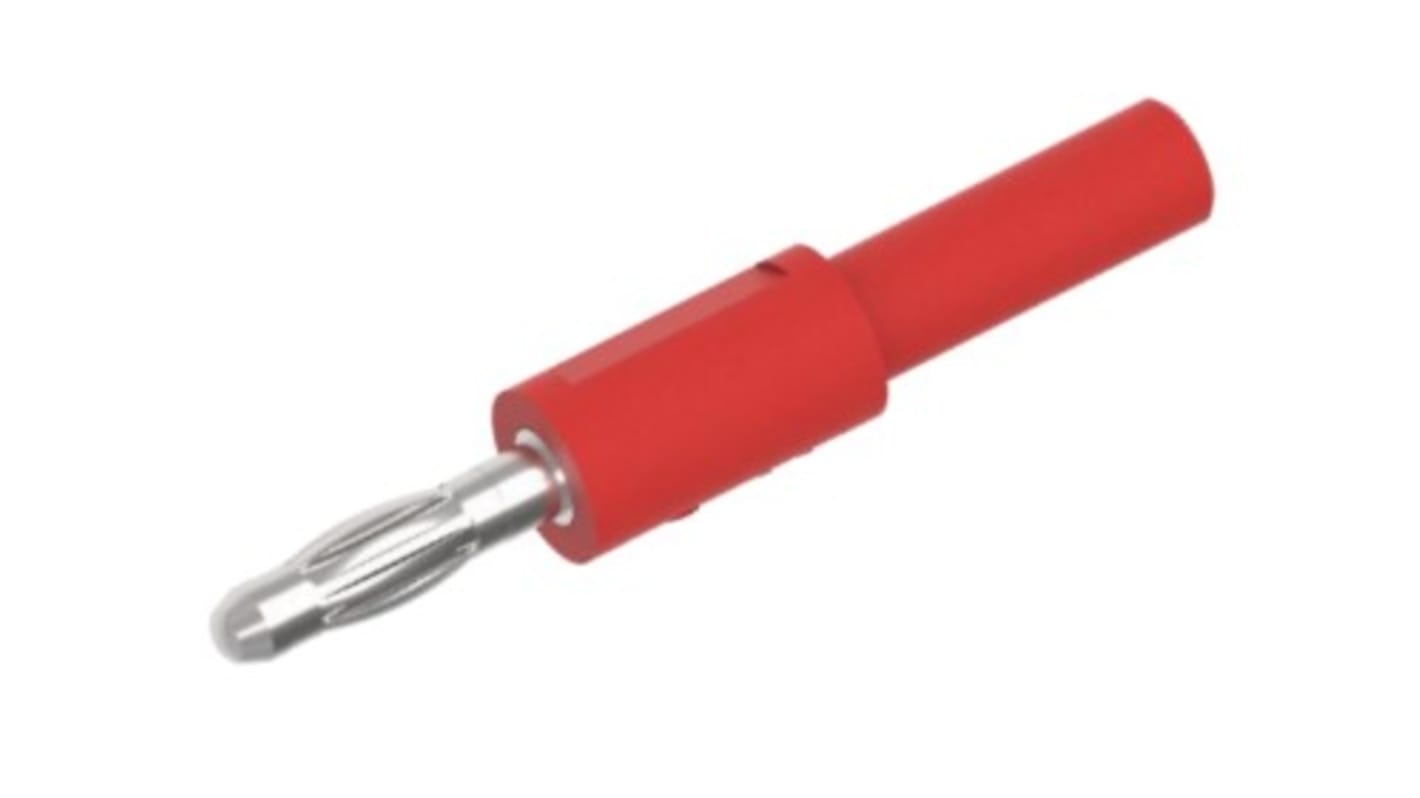 Conector de prueba de 4 mm Hembra a macho, 36A, 30/60V ac/dc, Contacto Níquel, Rojo