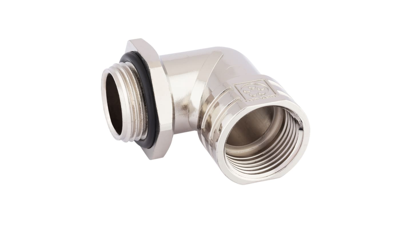 5210 Series Silver Zinc Alloy Cable Gland, M25 Thread, IP55