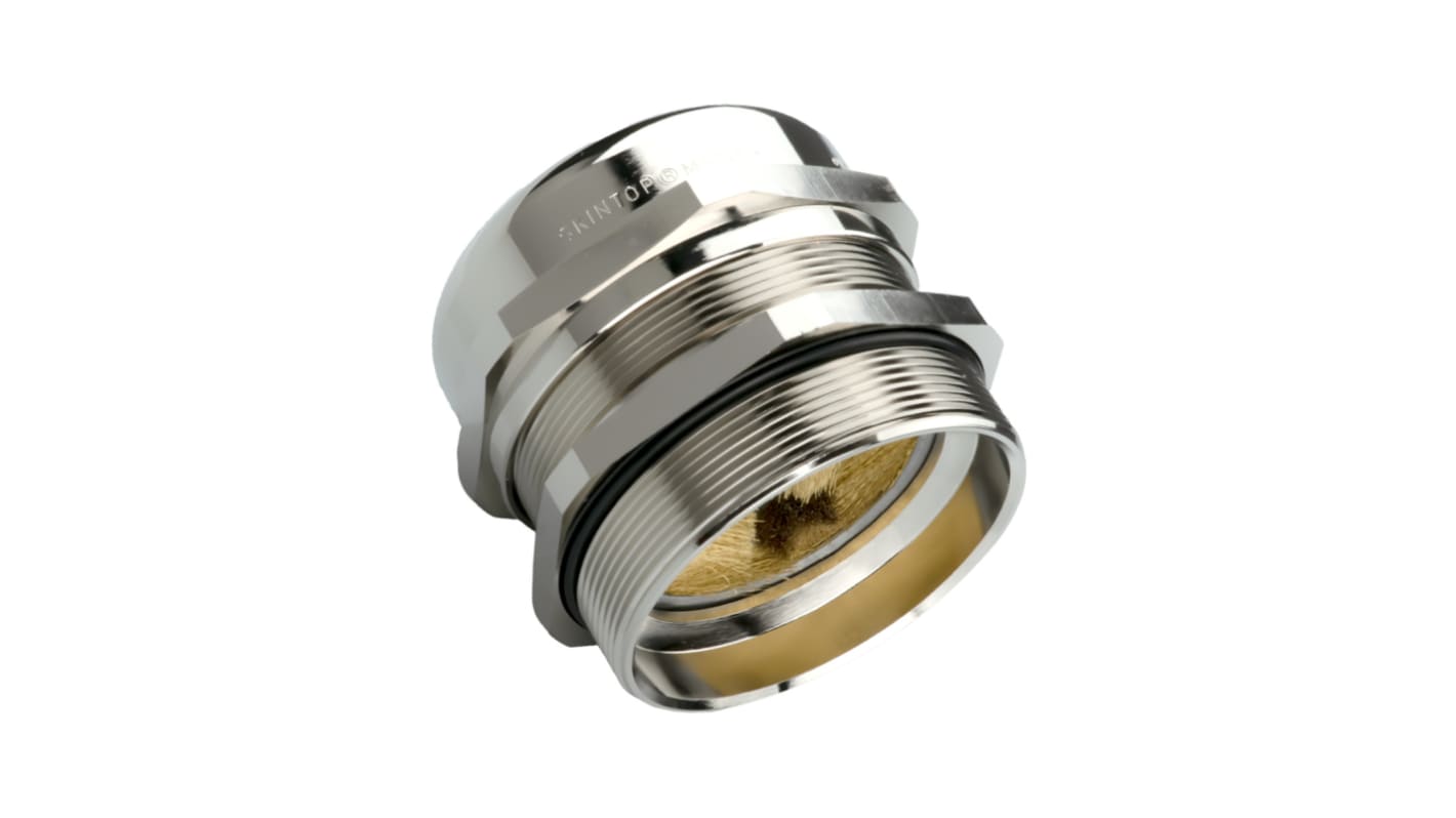 5311 Series Silver Brass Cable Gland, M63 Thread, IP68, IP69