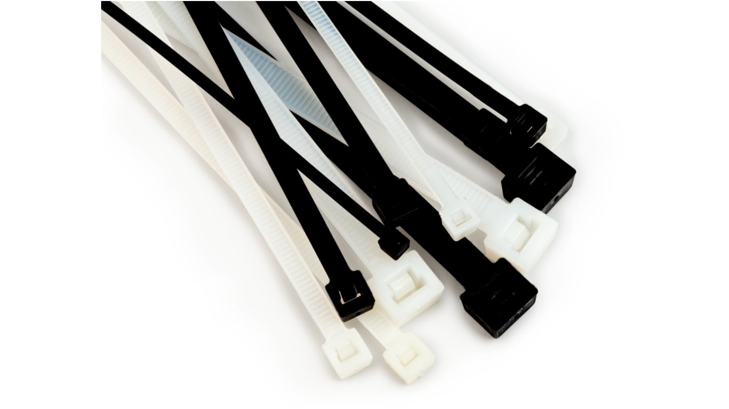 3M Cable Tie, Cable Tray Cable Tie, 160mm x 4.8 mm, Black Nylon, Pk-50pack