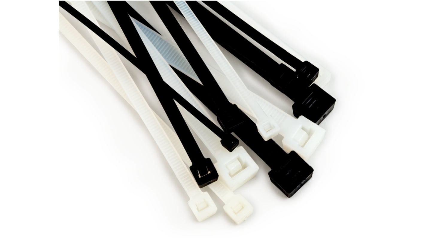 3M Cable Tie, Cable Tray Cable Tie, 280mm x 4.8 mm, Clear Nylon, Pk-50pack