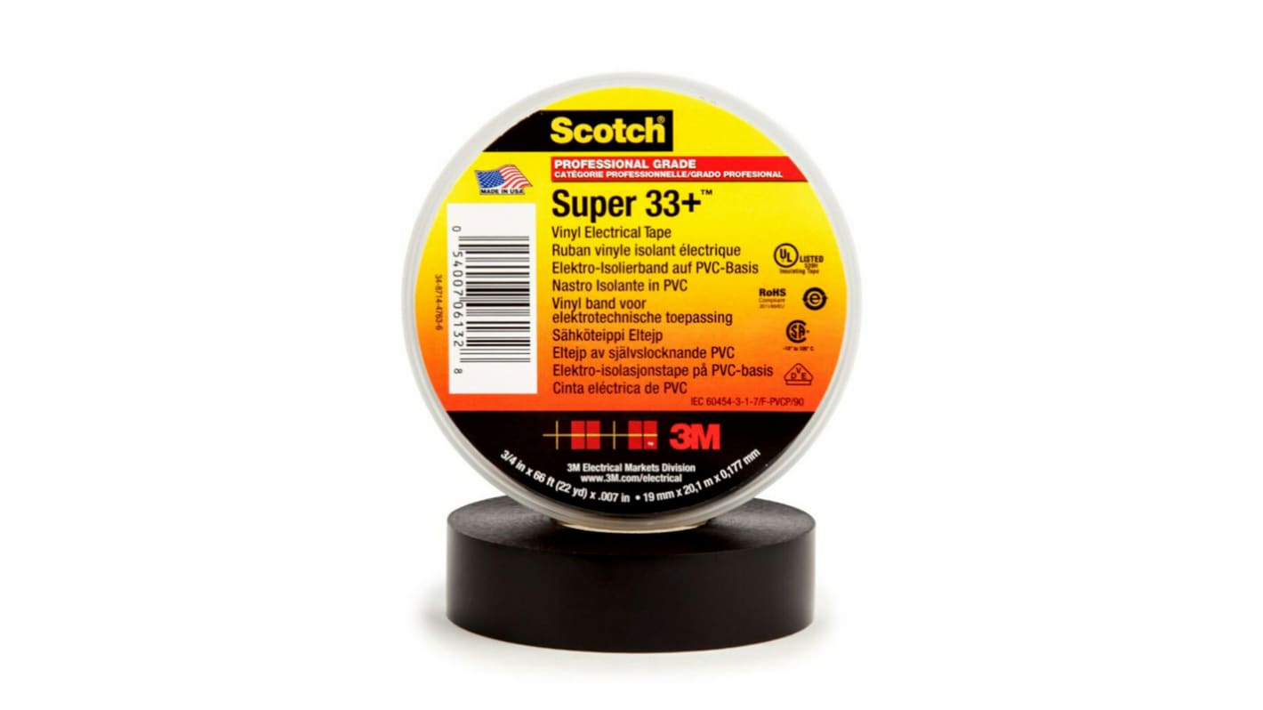 Scotch Black PVC Electrical Tape, 0.75in x 108ft