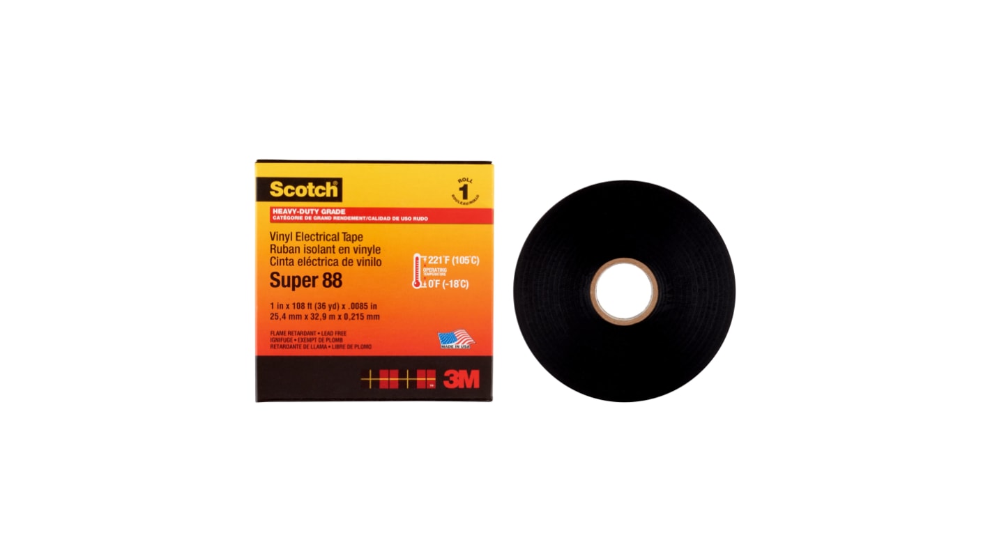 3M Scotch Isolierband, PVC Schwarz, 0.22mm x 25mm x 32m