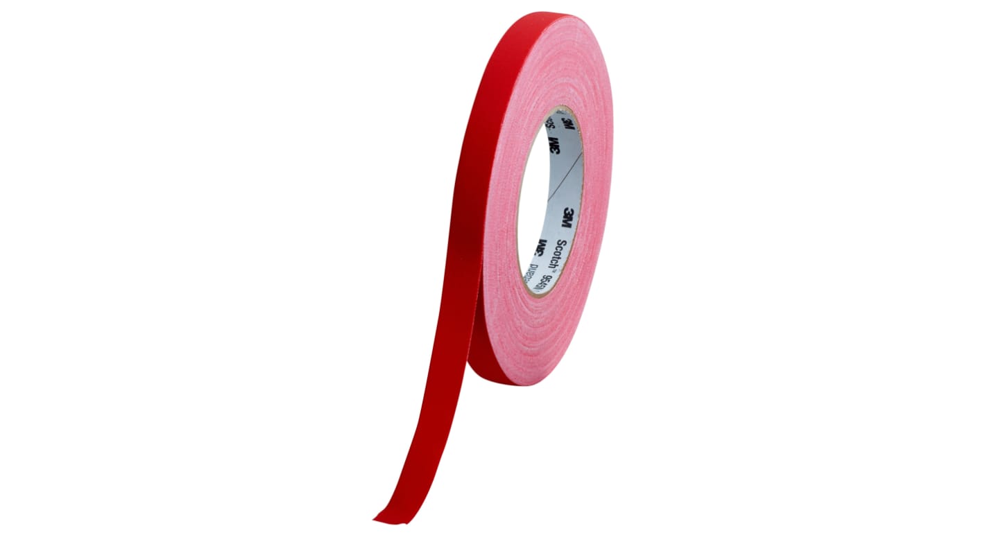 Cinta adhesiva de tela, PVC 3M 9545N de color Rojo, 15mm x 50m, grosor 0.3mm