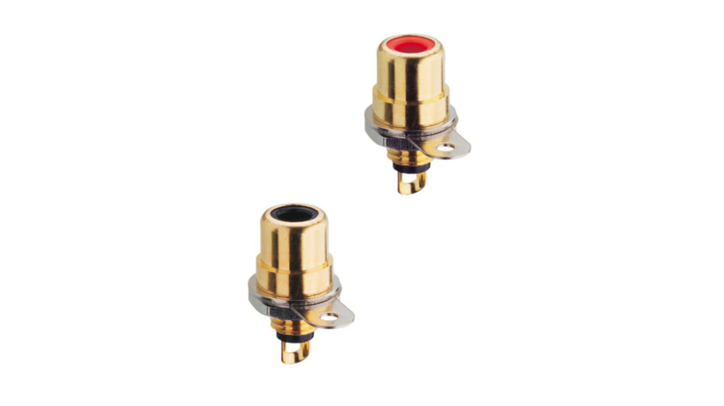 Jack hembra Conectores RCA Recto Conector hembra Lumberg, Montaje frontal