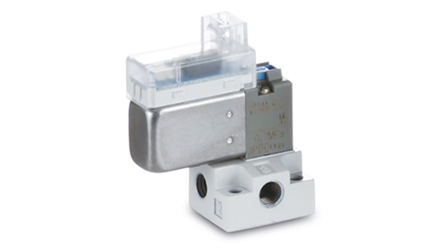 SMC 3/2 NO Pneumatic Solenoid Valve - M5 V124A Series 24V dc