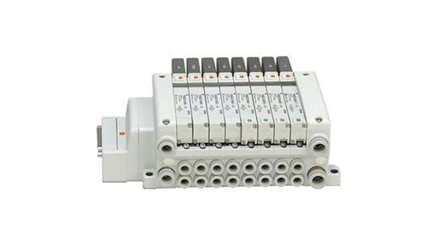 Base manifold SMC VV5QC11-04C6FD0, 4 stazioni, filettatura M5, Alluminio zinco pressofuso