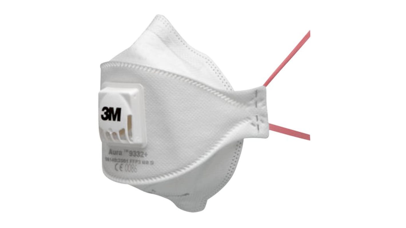 3M Aura 9300 + Series Disposable Respirator for General Purpose Protection, FFP3, Valved, Fold Flat