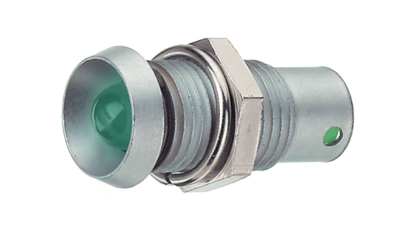 Signal Construct Green Panel Mount Indicator, 12 → 230V, 8.2mm Mounting Hole Size, Adapter Termination, IP40