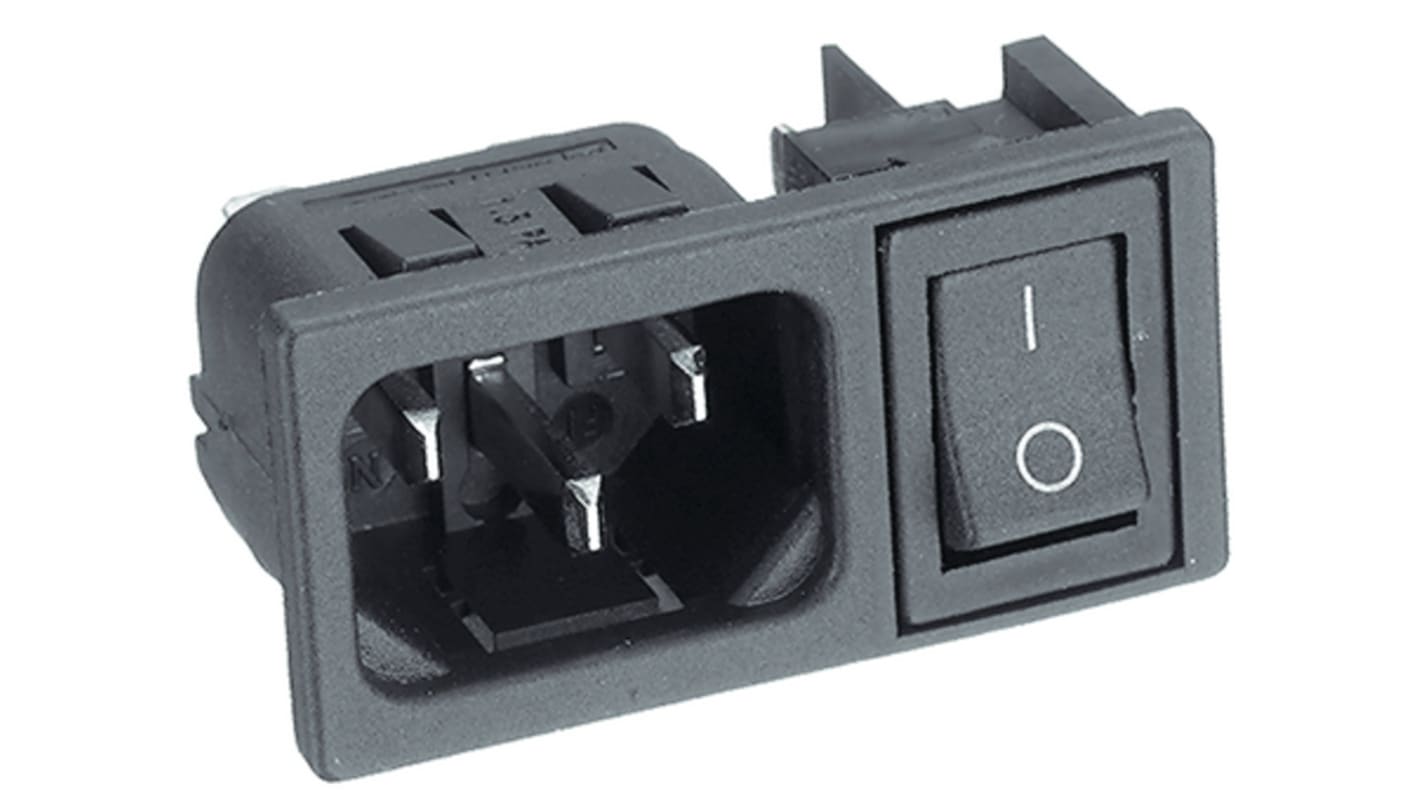 Conector IEC C14 hembra Bulgin, Recto, Montaje en Panel, 250 V, 10A