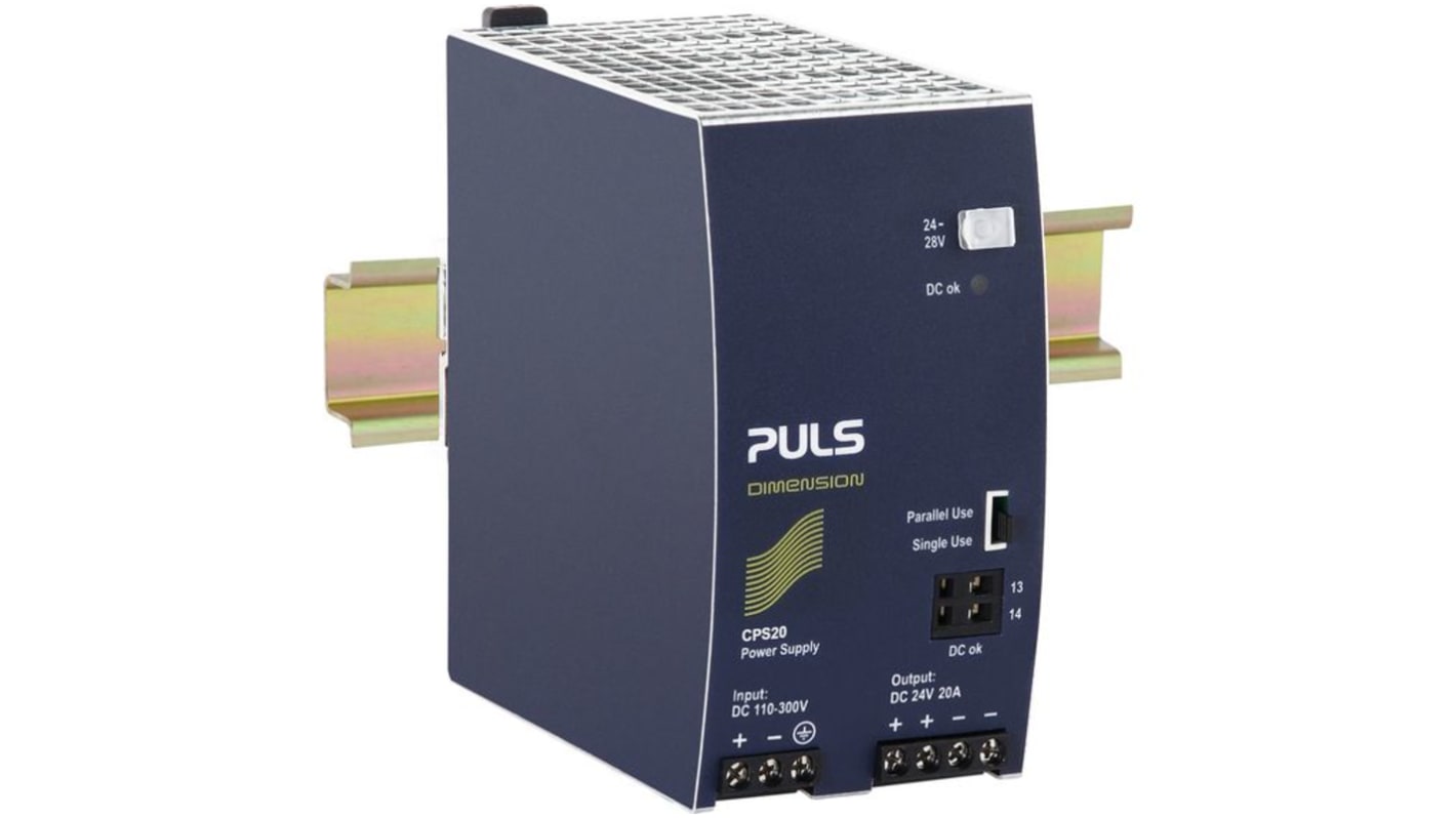 Convertisseur DC-DC PULS, C- Series, Montage rail DIN, 480W, 24V c.c., 20A