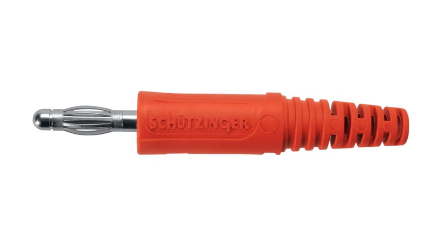 Schutzinger Red Plug Banana Connector, 4 mm Connector, Screw Termination, 32A, 33 And 70V ac/dc, Nickel Plating