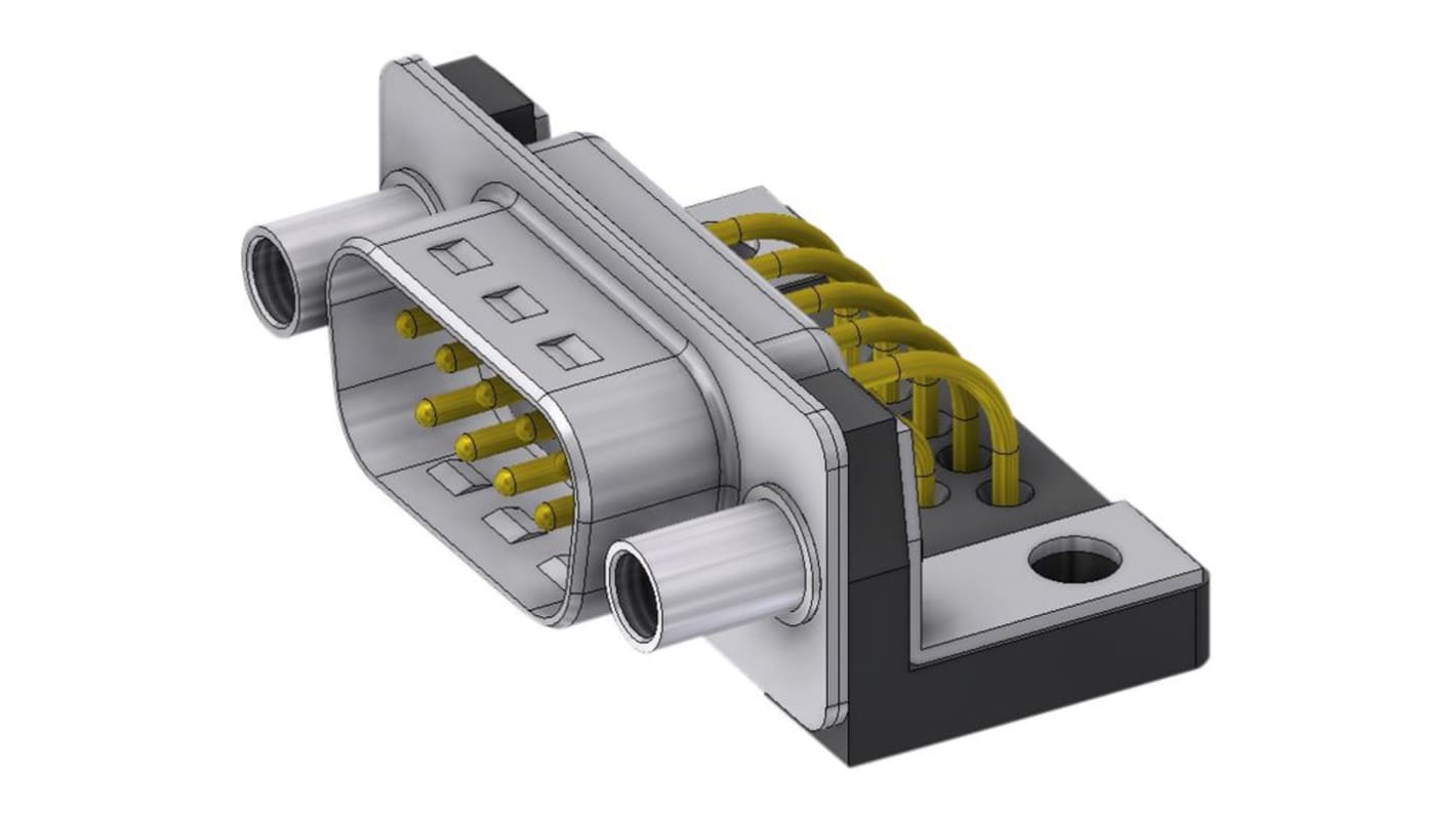 Conector D-sub Deltron, Serie DTS, paso 2.54mm, Recto, Montaje en PCB, Macho