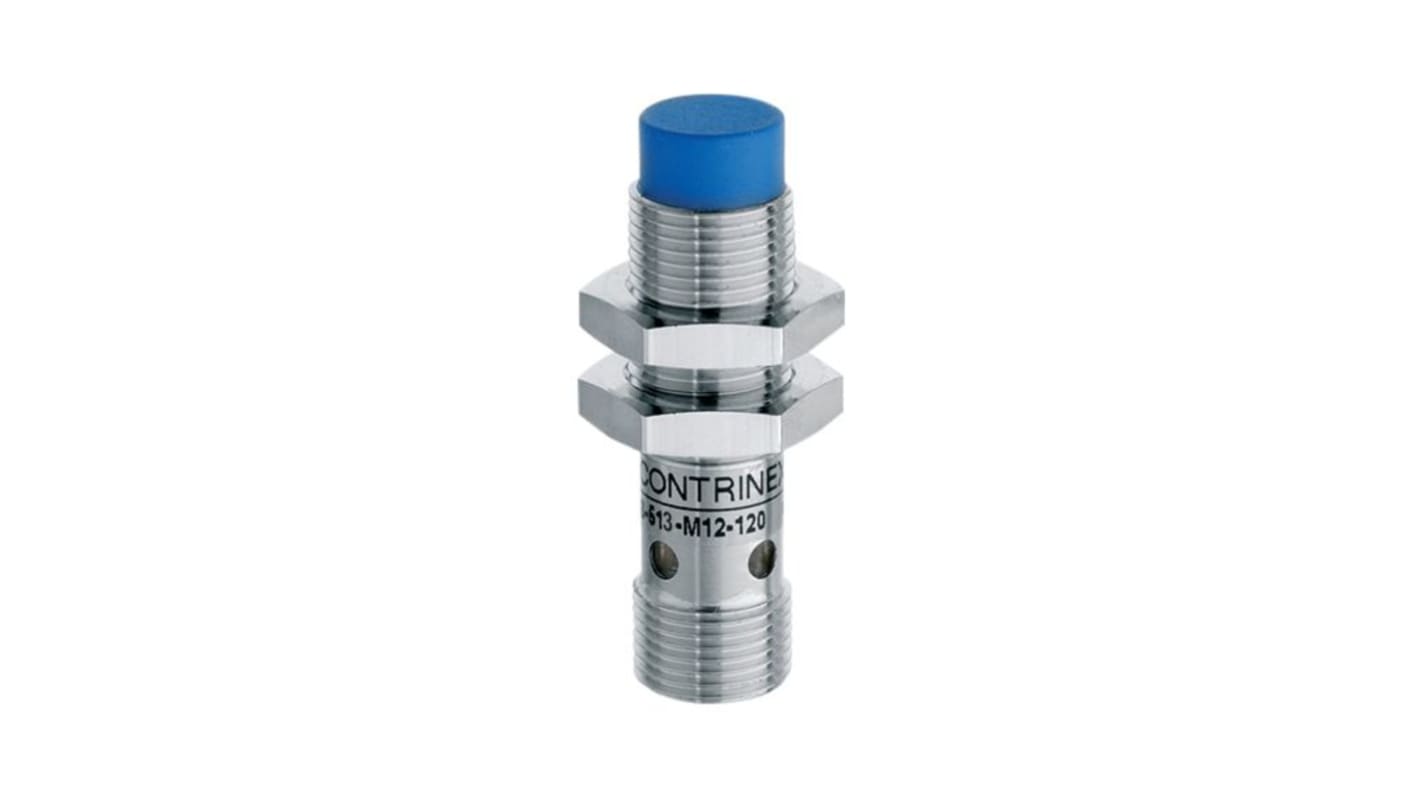 Contrinex DW-AS Series Inductive Inductive Proximity Sensor, M12 x 1, 10 mm Detection, PNP Output, 10 → 30 V dc, IP67