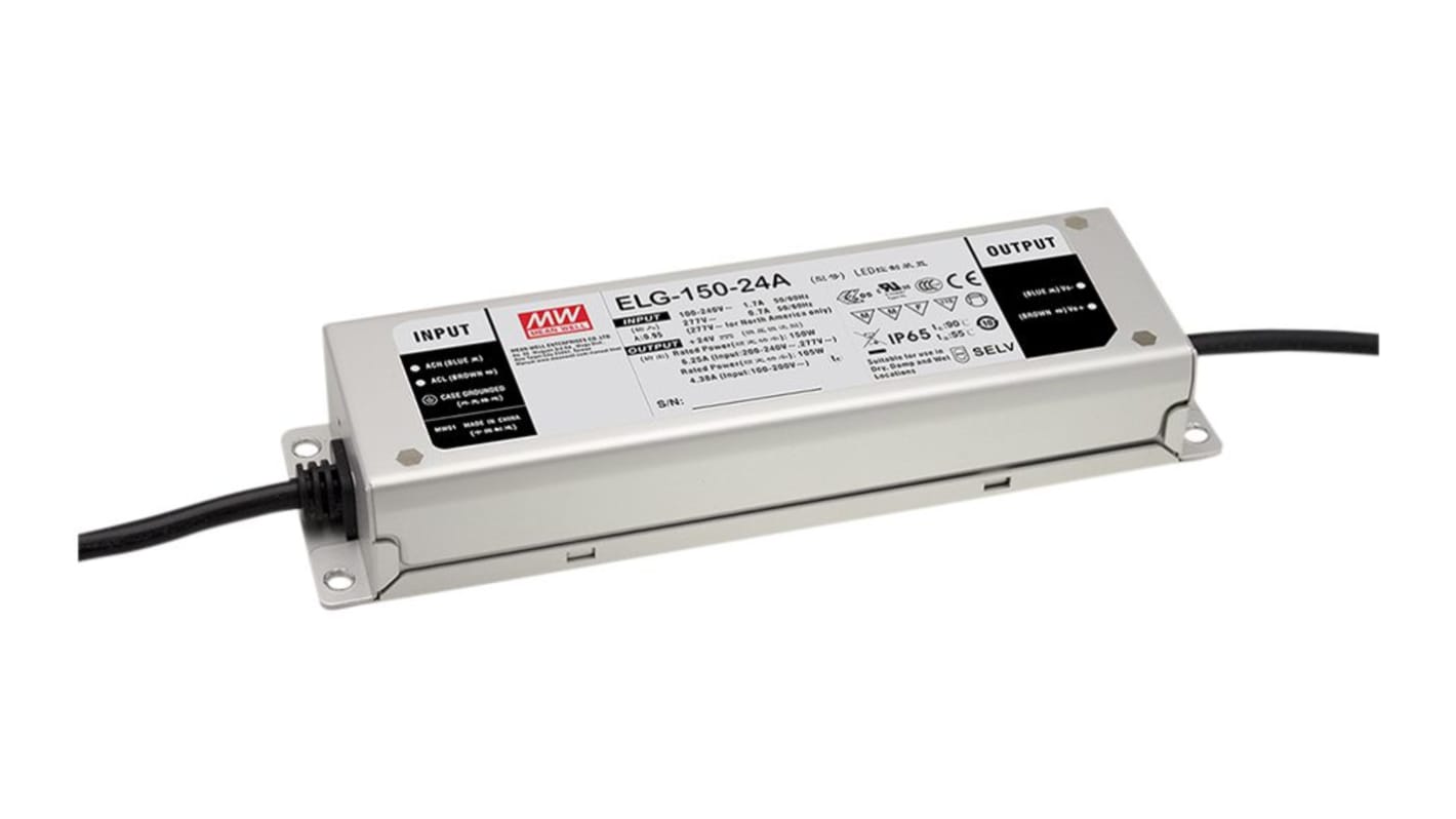 Driver LED corriente/tensión constante MEAN WELL, IN: 431 V cc, OUT: 48V, 3.13A, 150W, regulable