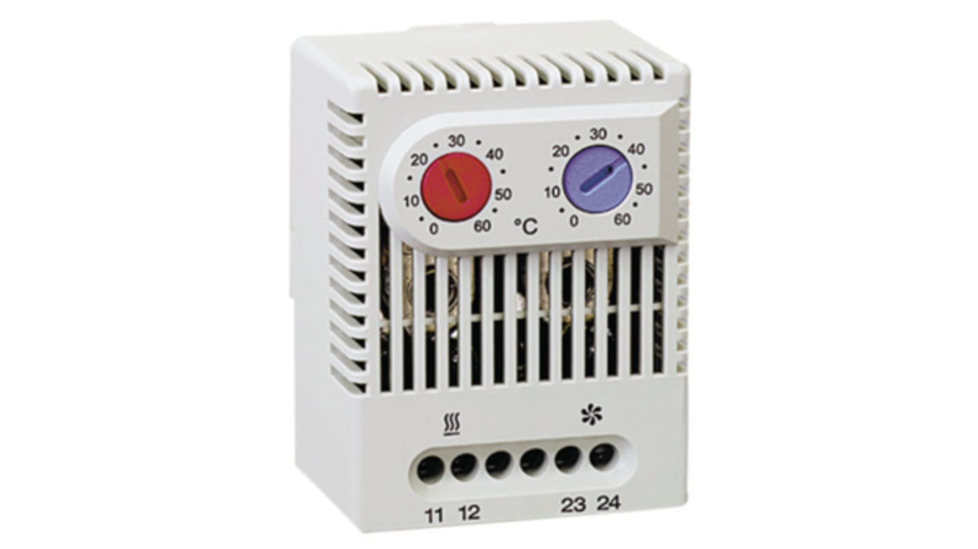 Termostato Stefa-Forsheda serie ZR 011, 0 → 60 °C, alim. 250 V, contacto 10A, 24 → 72 V, 1NO/1NC