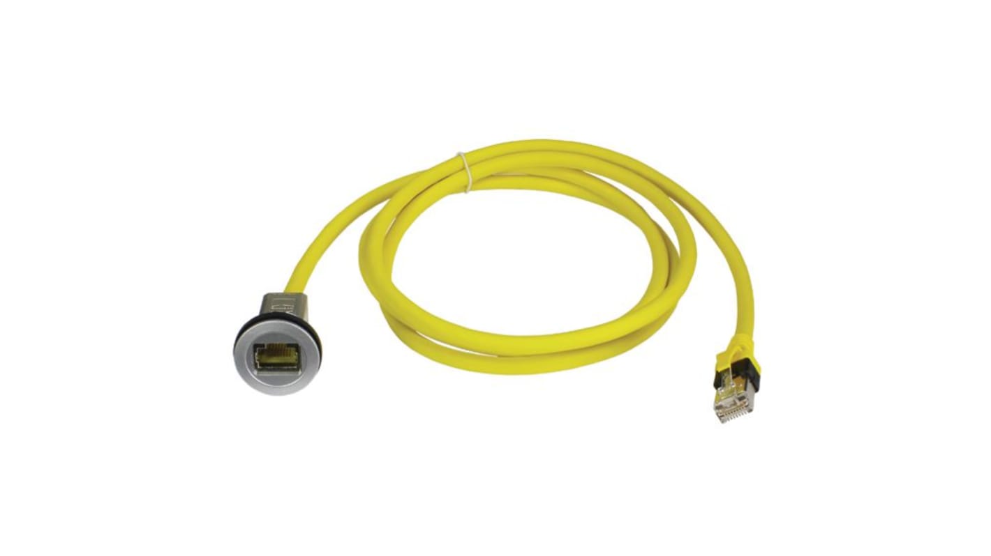 HARTING Cat6 Straight Male RJ45 to Straight Female RJ45 Ethernet Cable, Shielded, 5m