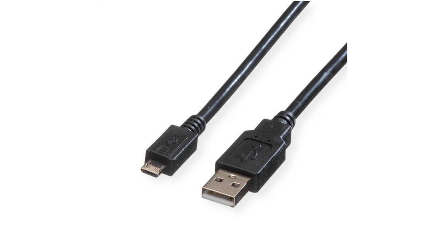 Cable USB 2.0 Roline, con A. USB A Macho, con B. Micro USB B Macho, long. 3m