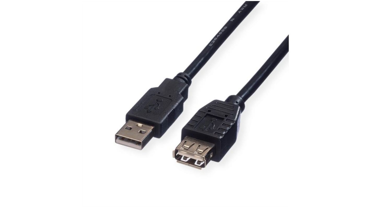 Roline USB 2.0 Cable, Male USB A to Female USB B  Cable, 1.8m