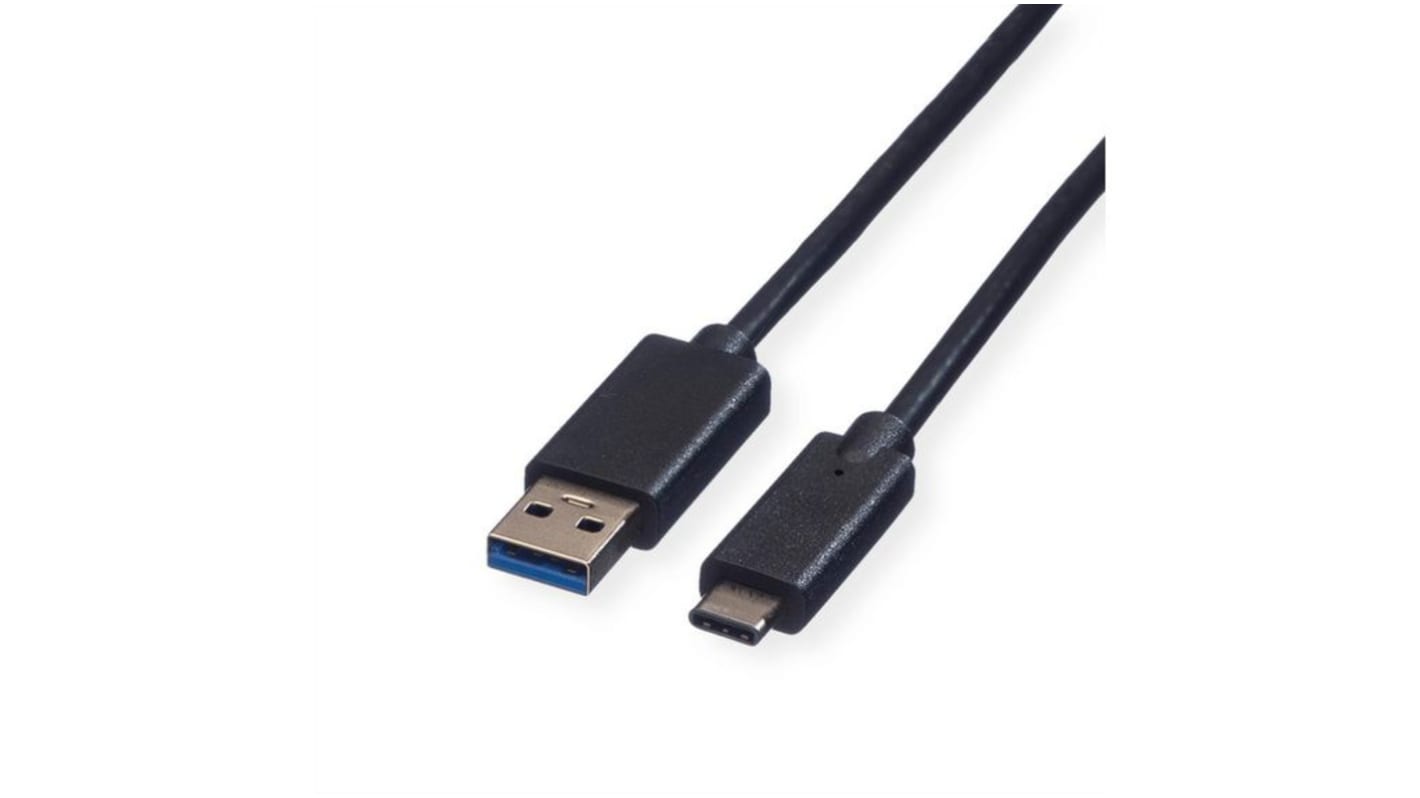 Cable USB 3.2 Roline, con A. USB A Macho, con B. USB C Macho, long. 1m