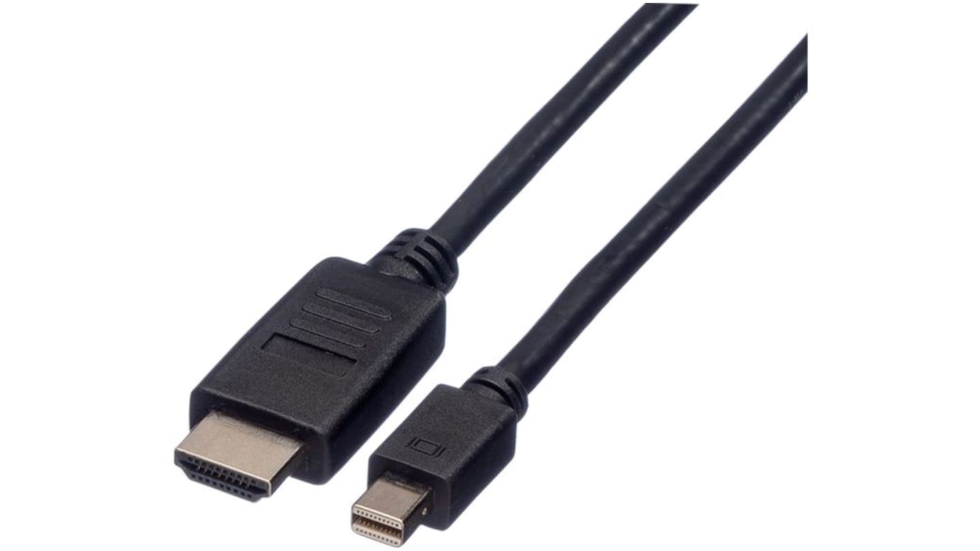 Roline Male Mini DisplayPort to Male HDMI, PVC  Cable, 1920 x 1080, 2m