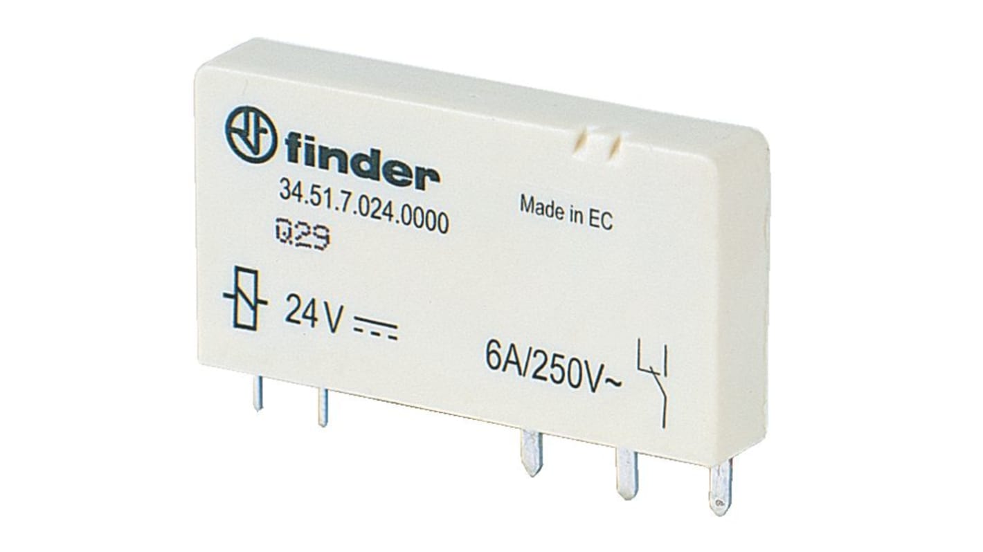 Finder PCB Mount Power Relay, 12V Coil, 6A Switching Current, SPDT