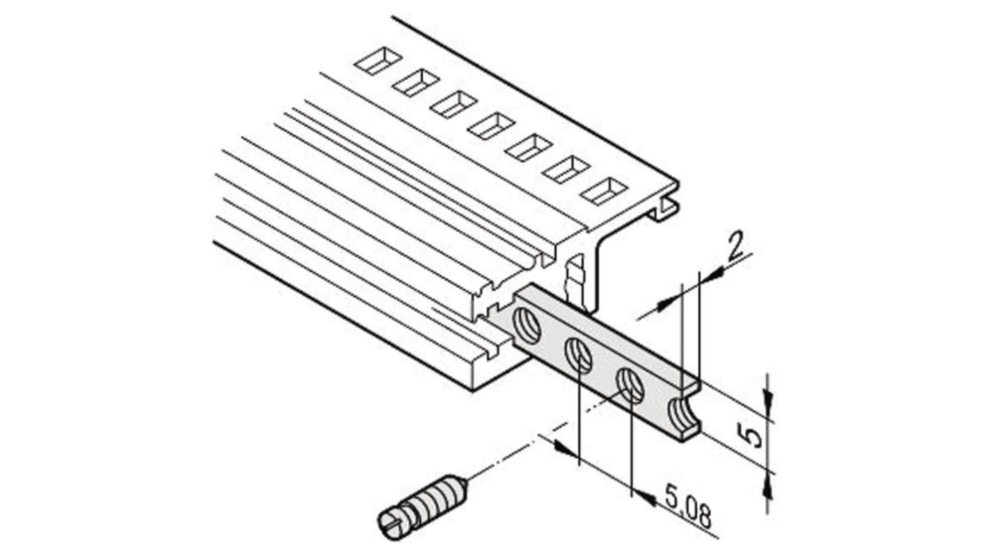 Nuvotem 34561 Series Steel Mounting Rail for Use with Insulated Backplane Mounting