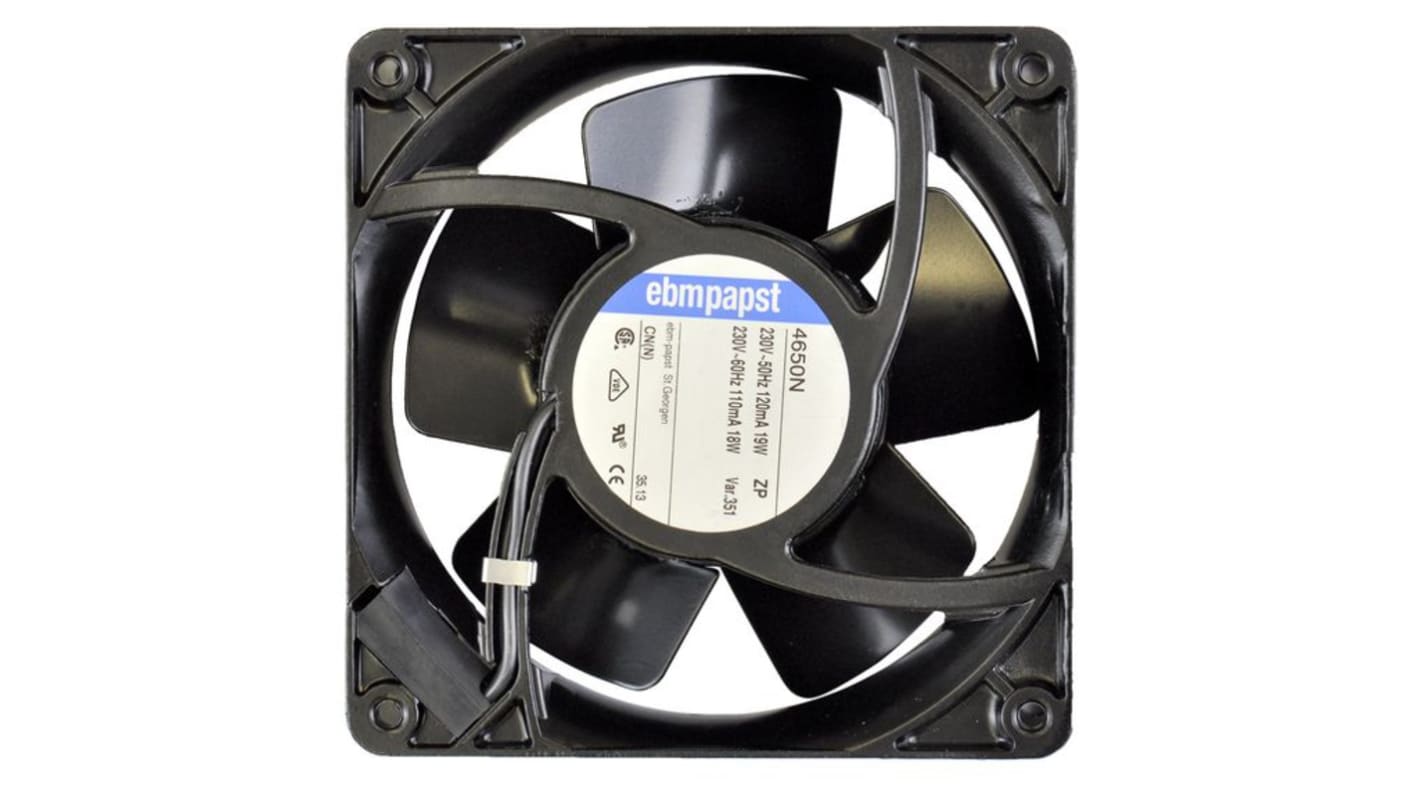 ebm-papst Axial Fan, 230 V ac, ac Operation, 100m³/h, IP20, 119 x 119 x 38mm