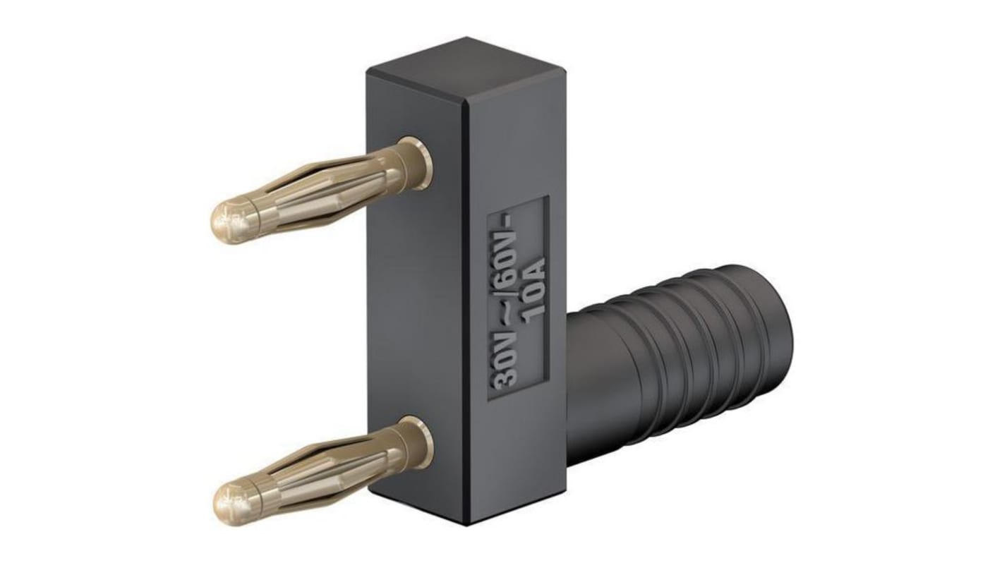 Staubli Black Plug Banana Connector, 2mm Connector, Socket Termination, 10A, 30V, Gold Plating
