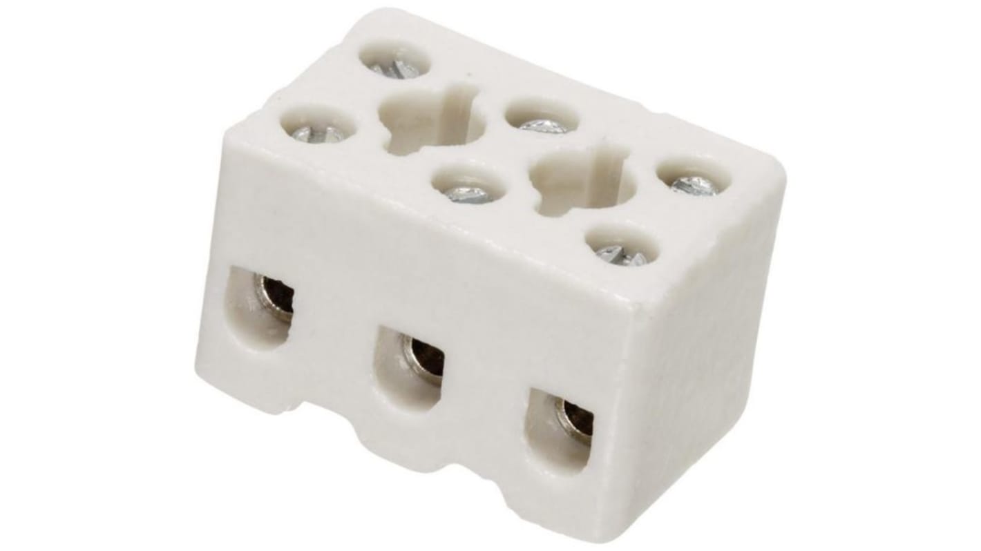 Porcelain terminal block 0.5-6mm² 2P Whi