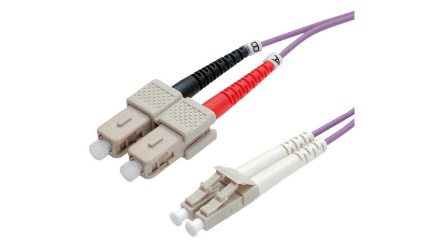 Cable de fibra óptica Roline OM3, con A: LC, con B: SC, long. 500mm Morado